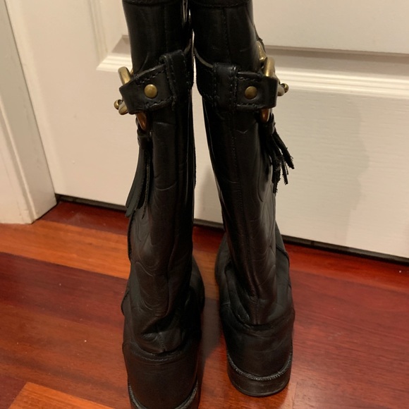 Coach Black logo embossed riding style leather boots - Picture 4 of 4